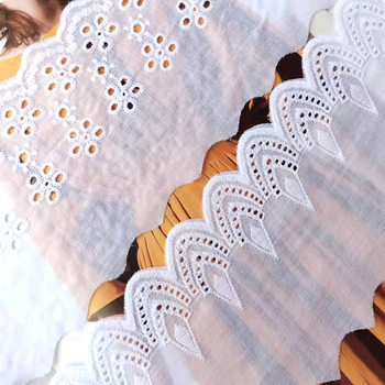 Hot sale in stock cotton embroidery lace bleached cotton large lace 9cm perforated hollow lace diy clothing accessories