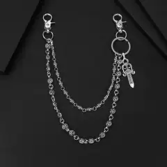 New Personalized Portion Self-defense Metal Full Sword Trouser Chain Hip-hop Anti-theft Cross Retro Domineering Waist Chain