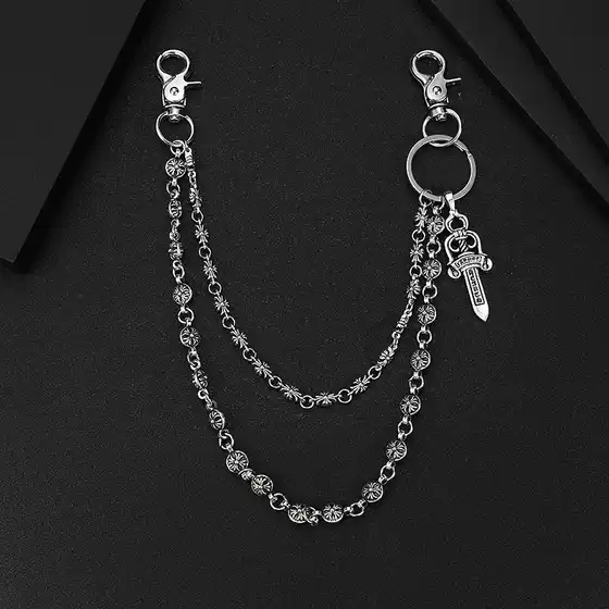 New Personalized Portion Self-defense Metal Full Sword Trouser Chain Hip-hop Anti-theft Cross Retro Domineering Waist Chain