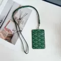 (lian) leather lanyard + card holder - green