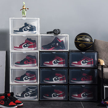 Transparent Shoe Box Aj High-Top Basketball Shoe Figure Dust-Proof Storage Box Hard Magnetic Side-Opening Shoe Cabinet Storage and Organization