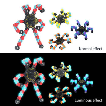 Amazon Luminous Fingertip Gyro Variety Mechanical Gyro Puzzle Fluorescent Decompression Chain Deformation Robot Toy