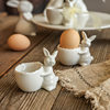 European Breakfast Egg Cup Rabbit Egg Holder Ceramic Creative Living Room Ornaments Egg-Shaped Candle Holder Pure White Egg Cup
