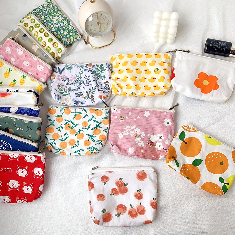 Coin Purse Fabric Women's Cute Mobile Printed Wallet One-piece Square Small Pocket Bag Thin Cute Coin Bag