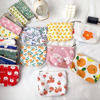 Coin Purse Fabric Women's Cute Mobile Printed Wallet One-piece Square Small Pocket Bag Thin Cute Coin Bag