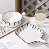 Japanese-Style Chiba Hand-Painted Handle Plate Bowl Instant Noodle Bowl Creative Trendy Oven-Safe Ceramic Tableware Set High Temperature Resistant