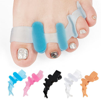 Silicone thumb valgus correction day and night with overlapping toe toe separator silicone double hole toe splitter factory