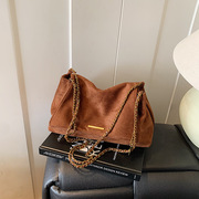 Women's Deerskin Velvet 2025 New Cross-Border Popular Versatile Retro Commuter Chain Texture Trendyy Shoulder Crossbody Bag