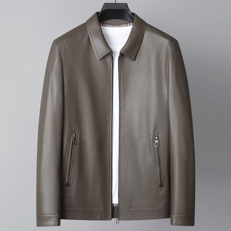 Áo Da Nam Chất Liệu Da Bò Kín Cổ