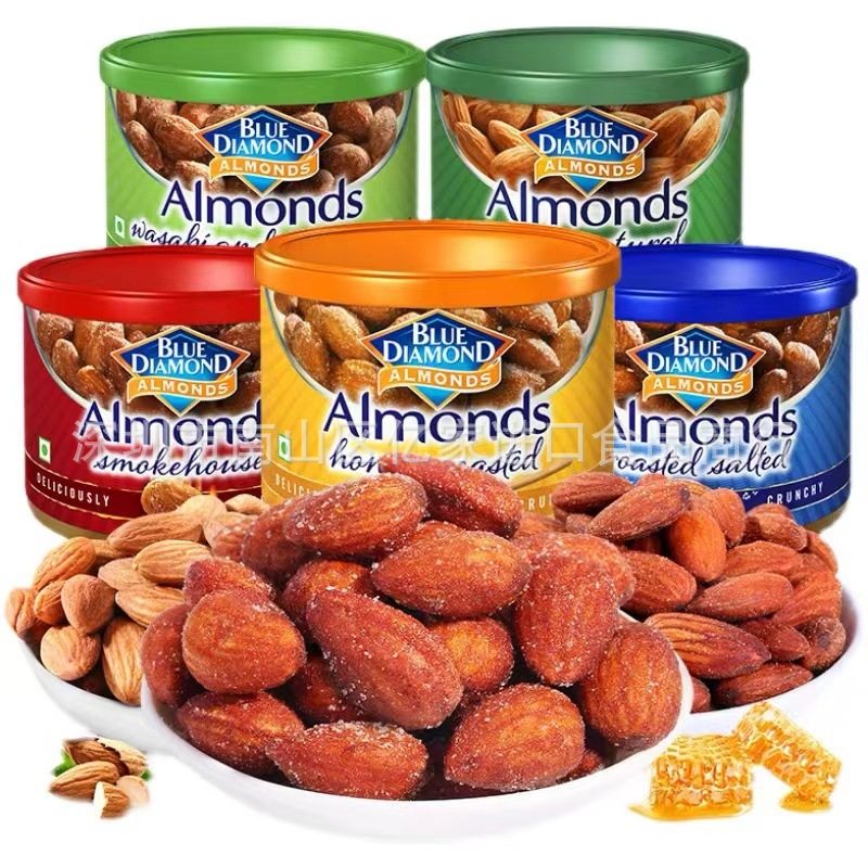 Internet Celebrity Recommends American Blue Diamond Shellless Almonds Imported from California Nut Badam Snacks Mustard Soy Sauce 170g