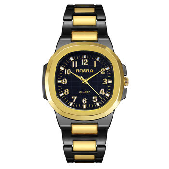 2026 Rosra Stainless Steel Men's Business Luxury Steel Band Watch Square Dial Quartz Watch Casual Alar