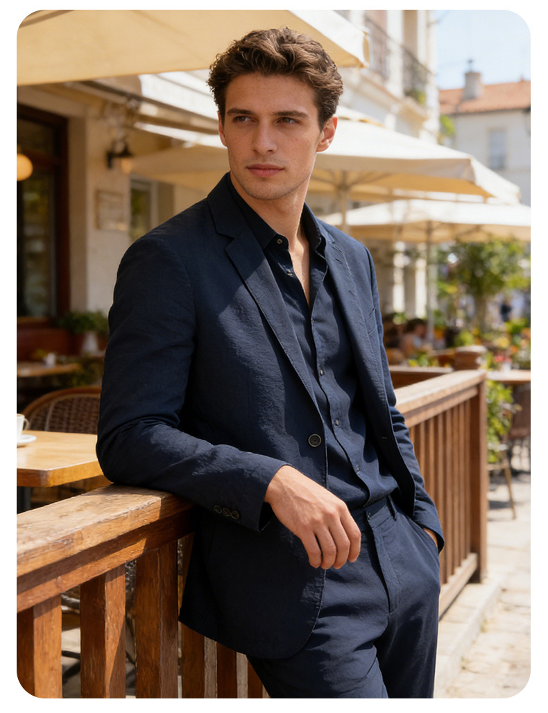 Áo blazer nam mỏng nhẹ chất liệu nylon co giãn thoáng khí chống nắng dáng ôm — Xanh đậm, màu đen, Màu kaki
