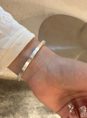 9999闭口方拉丝银手镯足银简约