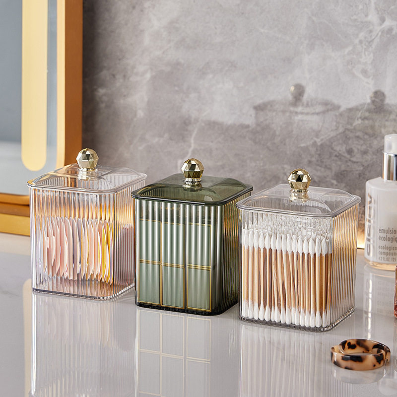 Cotton swab cosmetic cotton storage box desktop dressing table dustproof transparent makeup remover cotton lipstick cosmetic box acrylic