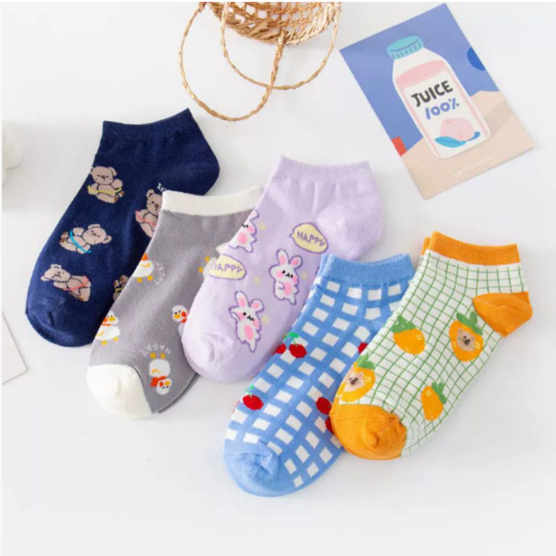 袜子女春秋薄款透气水果袜浅口隐形ins潮可爱日系船袜春夏学生袜