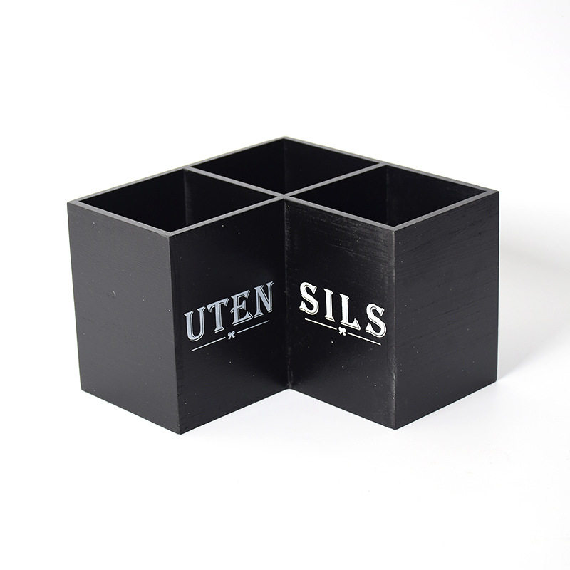 Wooden Kitchen Corner Tableware Storage Box Solid Wood Chopstick Box Household Countertop Spoon Chopstick Sorting Box