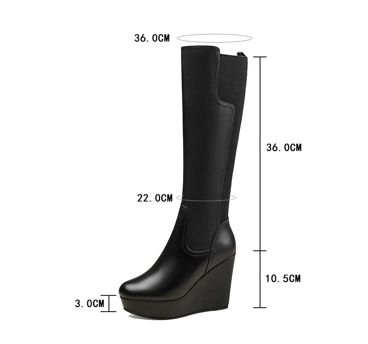Boot nữ cổ cao gót xuồng mũi tròn phong cách Âu Mỹ tôn dáng — Màu đen lót một lớp, Màu đen lót nhung