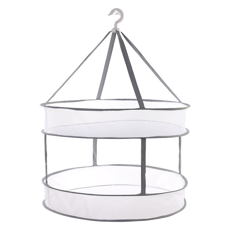 Clothes Drying Basket Household Double-Layer Large-Capacity Drying Sweater Socks Anti-Deformation Flat Mesh Bag Double-Layer Rotatable Drying Net