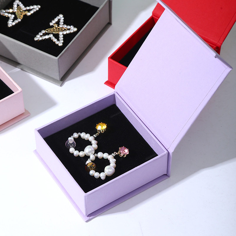 Customized Magnetic Flip-Top Jewelry Packaging Box, Earring Jewelry Box, Earring Accessories Paper Box, Ring Necklace Gift Box