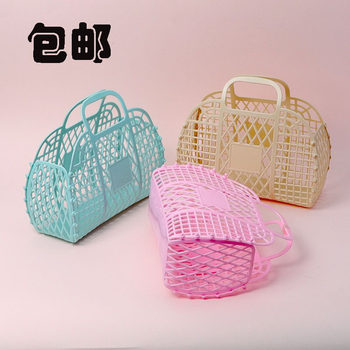 Bathroom Hollow Wash storage basket bath basket plastic bath basket foldable flowers and plants mesh portable basket bath basket