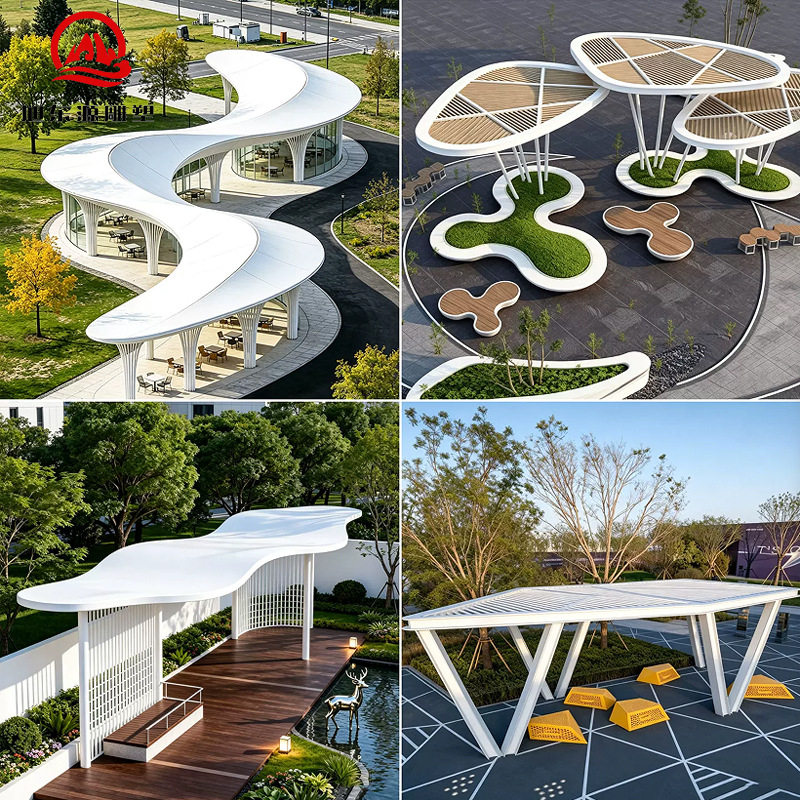ศาลาประติมากรรมสแตนเลสขนาดใหญ่ ซุ้มไม้เลื้อยโลหะสร้างสรรค์แปลกตาสำหรับกลางแจ้ง ศาลาภูมิทัศน์ทางวัฒนธรรมในสวน