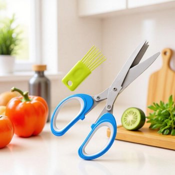 Stainless Steel Scallion Scissors, Multifunctional Kitchen Scissors for Home Use, Food Scissors, Vegetable Scissors, Kitchen Scissors, Office Paper Shredding Tool