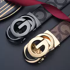 Men's Belt Pu Leather Automatic Buckle Popular Style Trendy Belt for Young Men Durable and Sturdy g Letter Plaid Waist Belt
