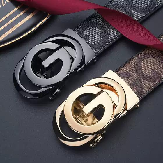 Men's Belt Pu Leather Automatic Buckle Popular Style Trendy Belt for Young Men Durable and Sturdy g Letter Plaid Waist Belt