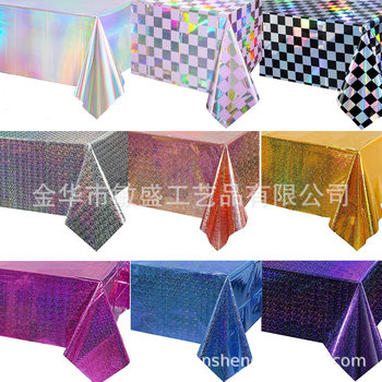 2024 New Laser Craft Party Decoration Aluminum Film Disposable Tablecloth Available Birthday Scene Layout