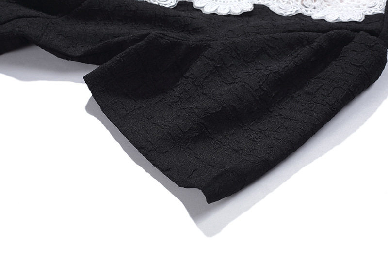 Đầm maxi nữ ren hoa thêu tay ngắn cổ tròn eo cao — Xanh chi tiết 15