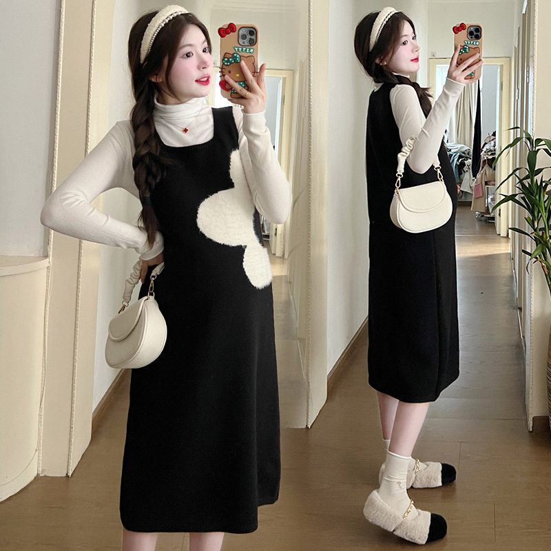 Jingqi Maternity Dress Suit Autumn 2025 New Loose Knitted Sweater Vest Skirt Bottoming Top Autumn Clothes