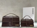 Bright leather dark brown large (24*13*7CM)