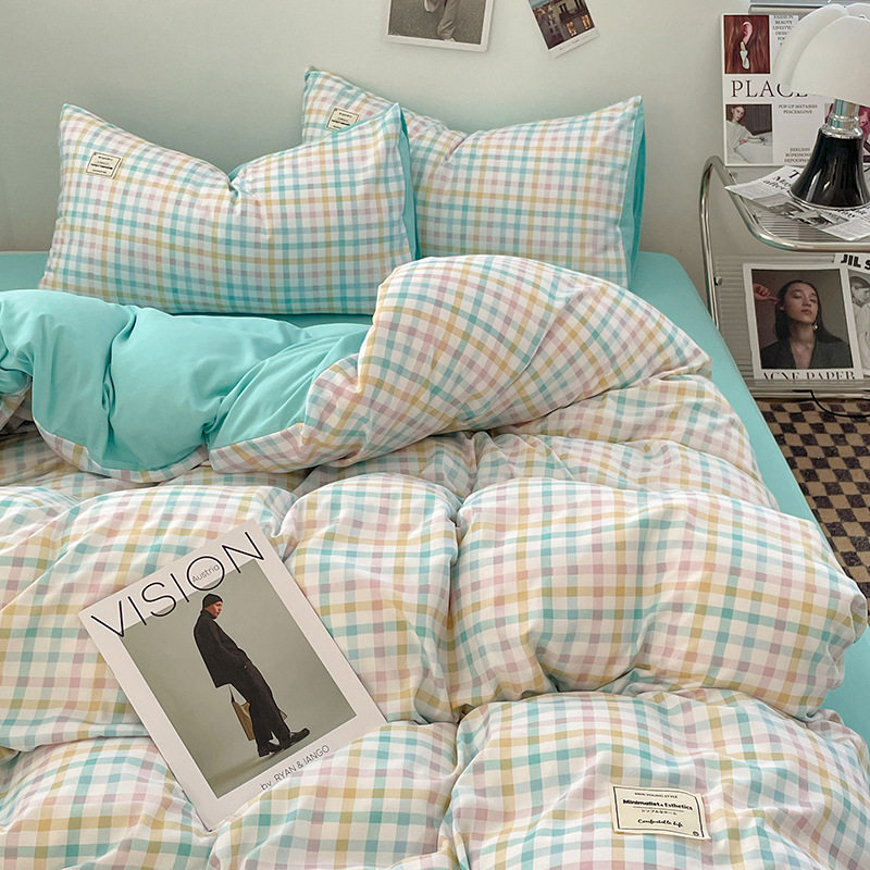 Maternal and Infant Grade Class A genuine goods Bed Four-piece Set ins Naked Sleep Pure Water Wash Cotton Bed Sheet Quilt Cover Dormitory Three-piece Set