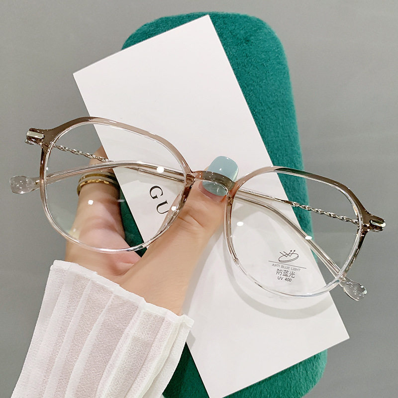 Glasses frame myopia women can be equipped with the degree of student art without makeup daily anti-blue light flat glasses Korean TR8374