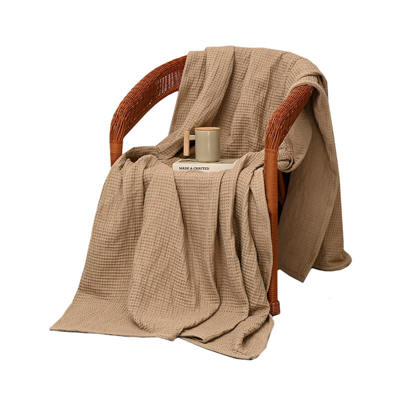 Customized Cotton Gauze Bedside Blanket Export Scandinavian Summer Sofa Towel Nap Air-Conditioning Blanket Pure Cotton Waffle Blanket