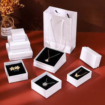 Minimalist White Earrings Storage Jewelry Box Set Earrings Jewelry Box Couple Necklace Ring Box Wholesale