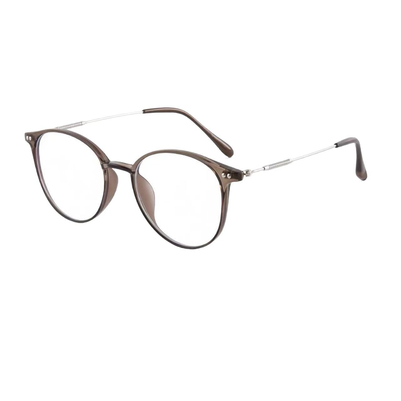 Anti-Blue Light Glasses, Rice Nail Style, Brown Korean Style Women's Trendy Retro Glasses Frames, Can Be Matched with Prescription Plain Glasses