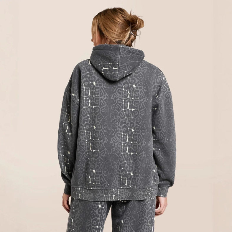 Womens Fashion Hooded Sweatshirt and Wide Leg Pants Set Leopard Print Casual Style Winter Wholesale Available