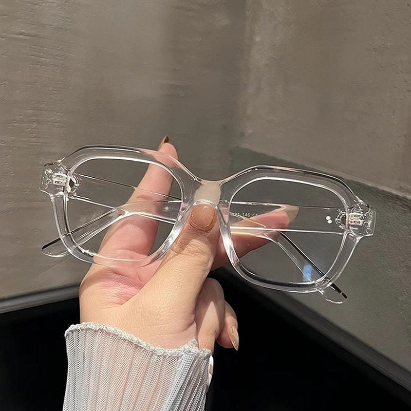 Plain new large frame glasses frame artistic box multi-Border blue light glasses classic satin decorative plain glasses