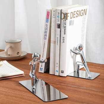 Metal Character Bookend Ornaments Book Organization Table for Book Storage Modern Creative Student Desktop Silver Bookend