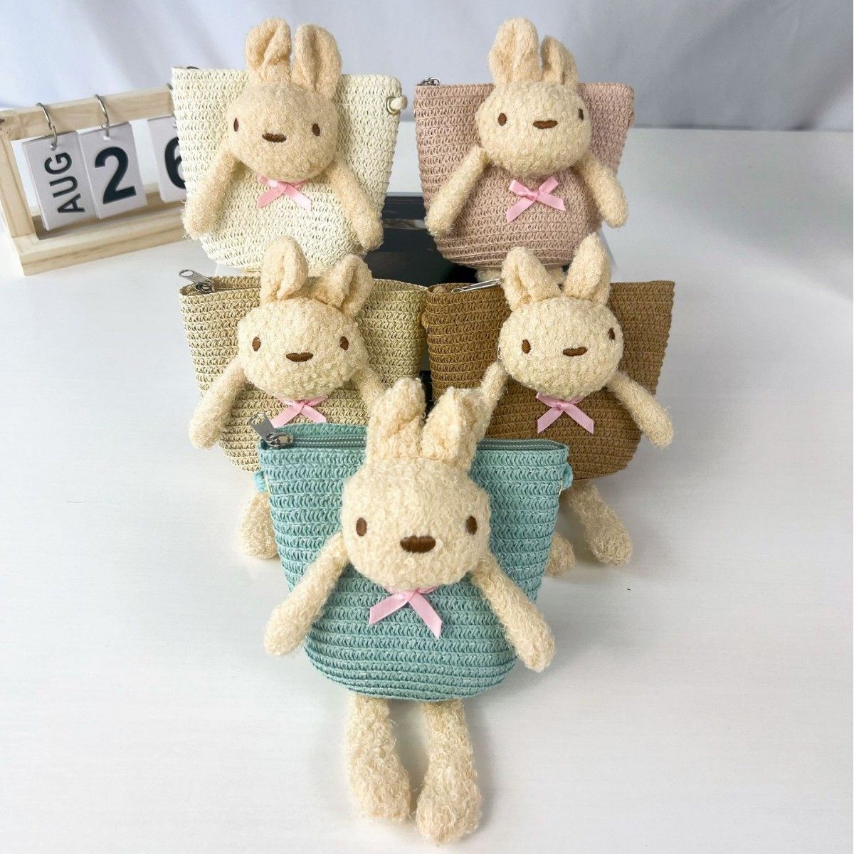 Baby Straw Bag, Kidsren's Versatile Summer New Cartoon Bear Diagonal Coin Purse, Beach Bag Storage