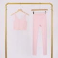 Strawberry milkshake y-back tank top and cropped leggings set