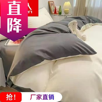 Nordic Style Four-Piece Washed Cotton Quilt Cover Internet Celebrity Style Sheets Student Dormitory Three-Piece Bedding Set