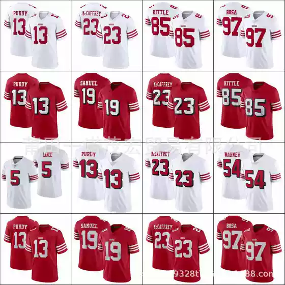 49ers rugby jersey red embroidery 85#Kittle 97#BOSA 13#PURDY 23#