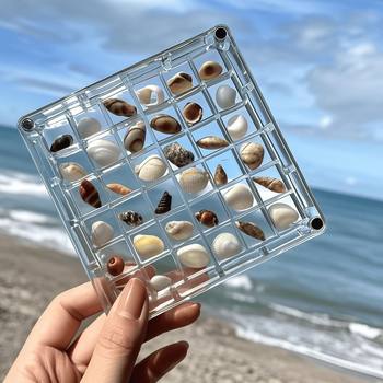 Holiday Creative Acrylic Transparent Shell Storage Box Seaside Stone Small Collection Magnetic Storage Display Box