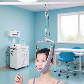Cervical Vertebra Traction Device, Household Neck Traction Corrector, Hook-Type Adult Neck Stretching and Fixation Belt
