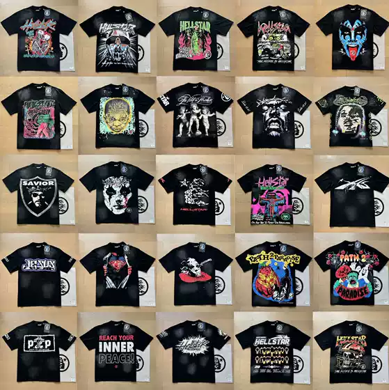 25S Cross-Border American Trendy Brand Washed and Distressed Letters Loose Large Size Short-Sleeved Street T-Shirt for Men and Women Same Style Trendy