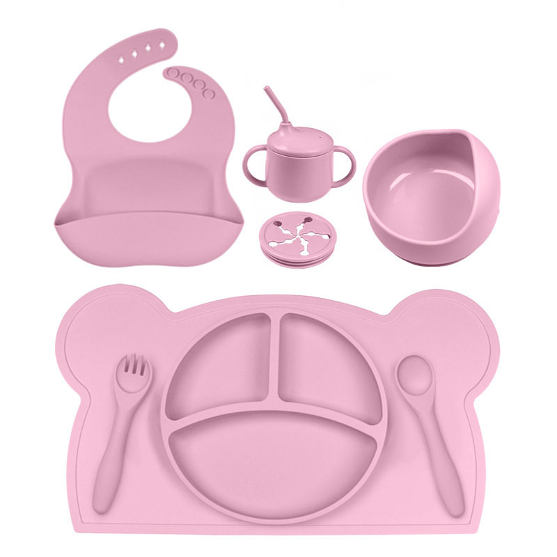 Cross-border hot silicone round plate baby food supplement bowl silicone plate food grade children's silicone plate placemat