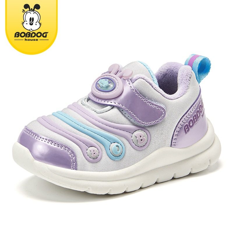Babudou Toddler Shoes for Girls, 2025 Winter New Model, Boys' Caterpillar Shoes with Plush Lining, Infant and Baby Sneakers