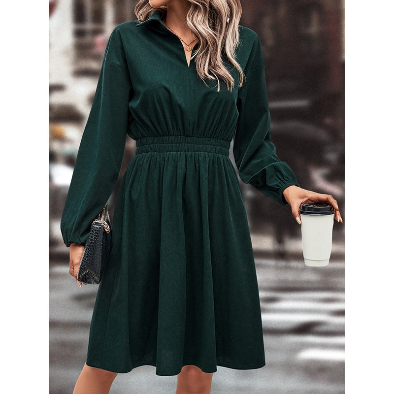 Elegant Slim Fit Solid Color Dress Womens Fashion European and American Style Casual or Formal Wear Wholesale